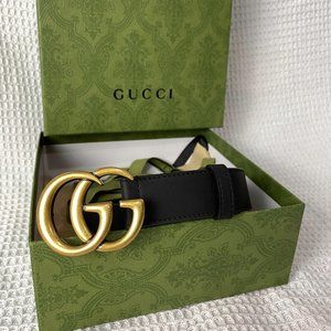 3 cm Width Gucci GG Buckle Leather Belt Black Size 80/32